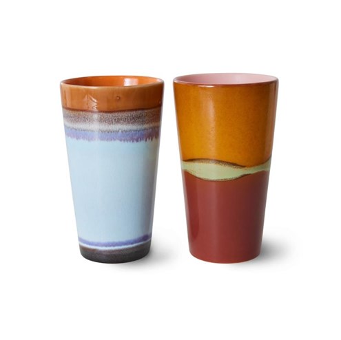 HKliving 70's Latte Machiatto Mok Clash - Set van 2