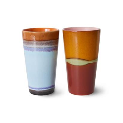 HKliving 70's Latte Machiatto Mok Clash - Set van 2